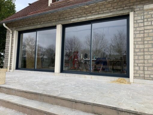 Réalisation d'une porte fenêtre coulissante en aluminium à Houilles