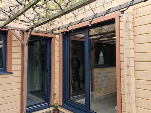 Réalisation à Montesson : Installation d’une baie vitrée mixte bois-aluminium Internorm HF 410